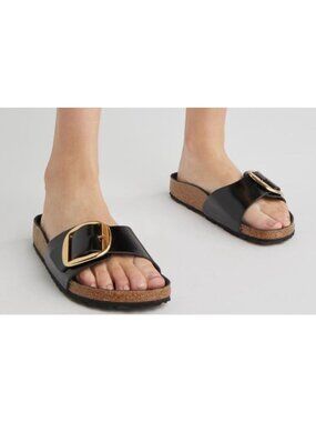 Birkenstock Madrid Big Buckle Black Sandals EU 39 US 8-8.5 US Patent Leather